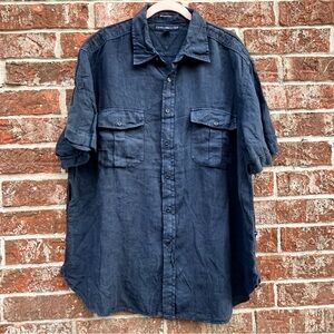 Tommy Hilfiger Navy Linen Shirt Sz XL